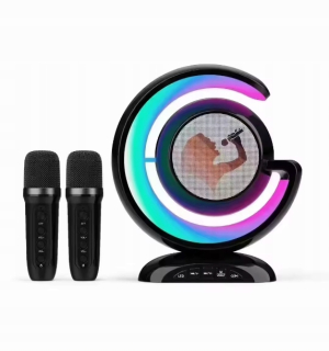 BEZDRÔTOVÁ SÚPRAVA KARAOKE PRE DETI BLUETOOTH REPRODUKTOR + 2 MIKROFÓNY + USB - USB-C KÁBEL 0,5 M 50 CM BIELY